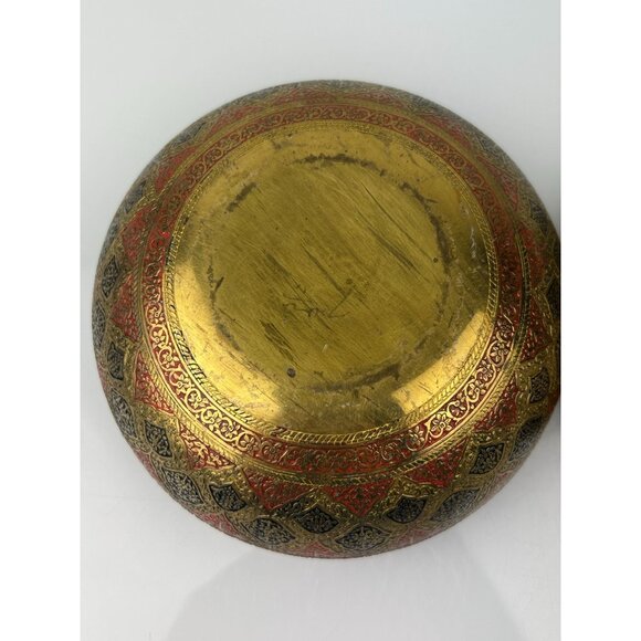 Kinco Brass Lidded Round Circular Trinket Box Home Decor Accent Boho Vintage - Picture 16 of 16
